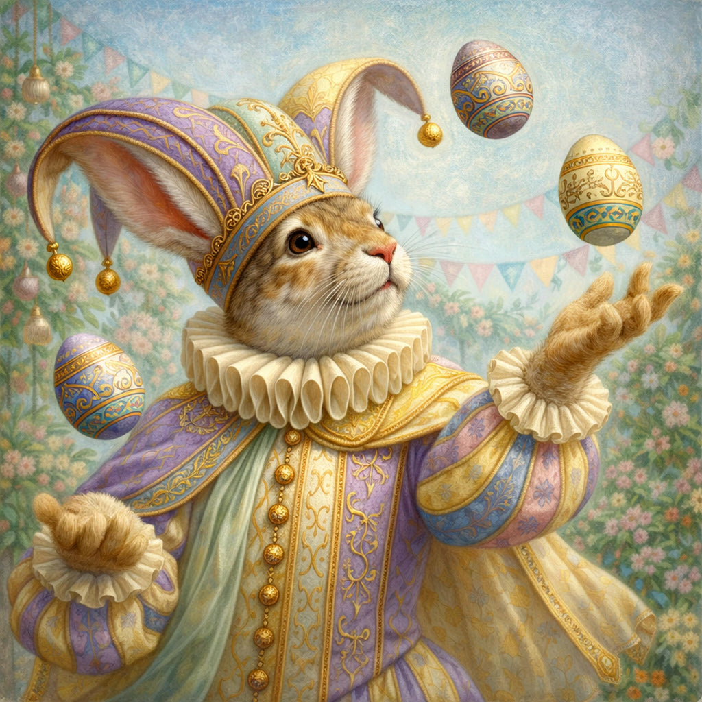 Easter Juggling Jester Rabbit