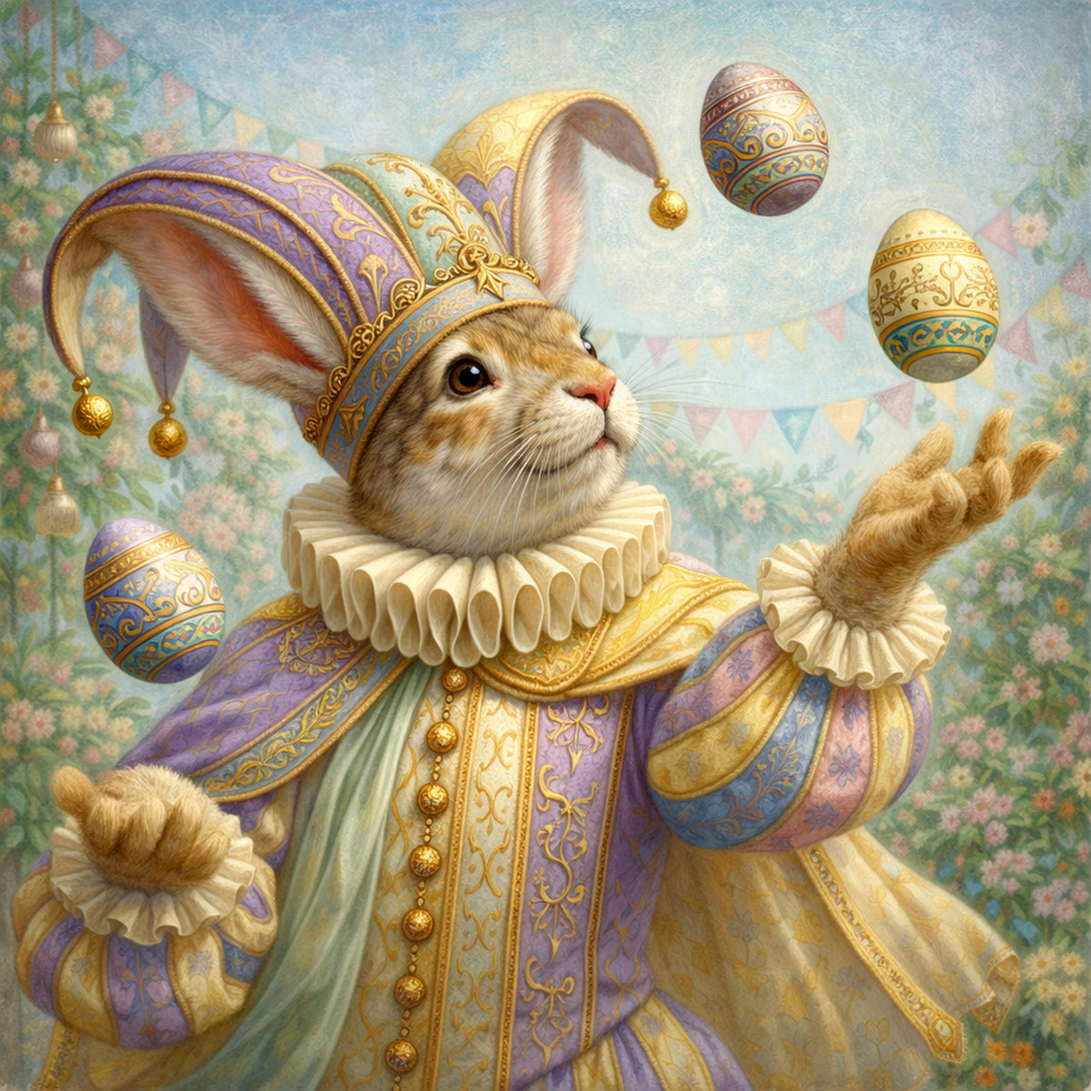 Easter Juggling Jester Rabbit