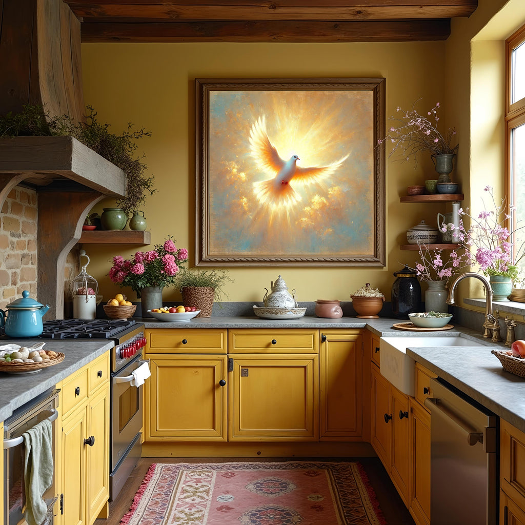 Peace Dove Radiant Light Oil Painting Style Digital Art (Digital Download)