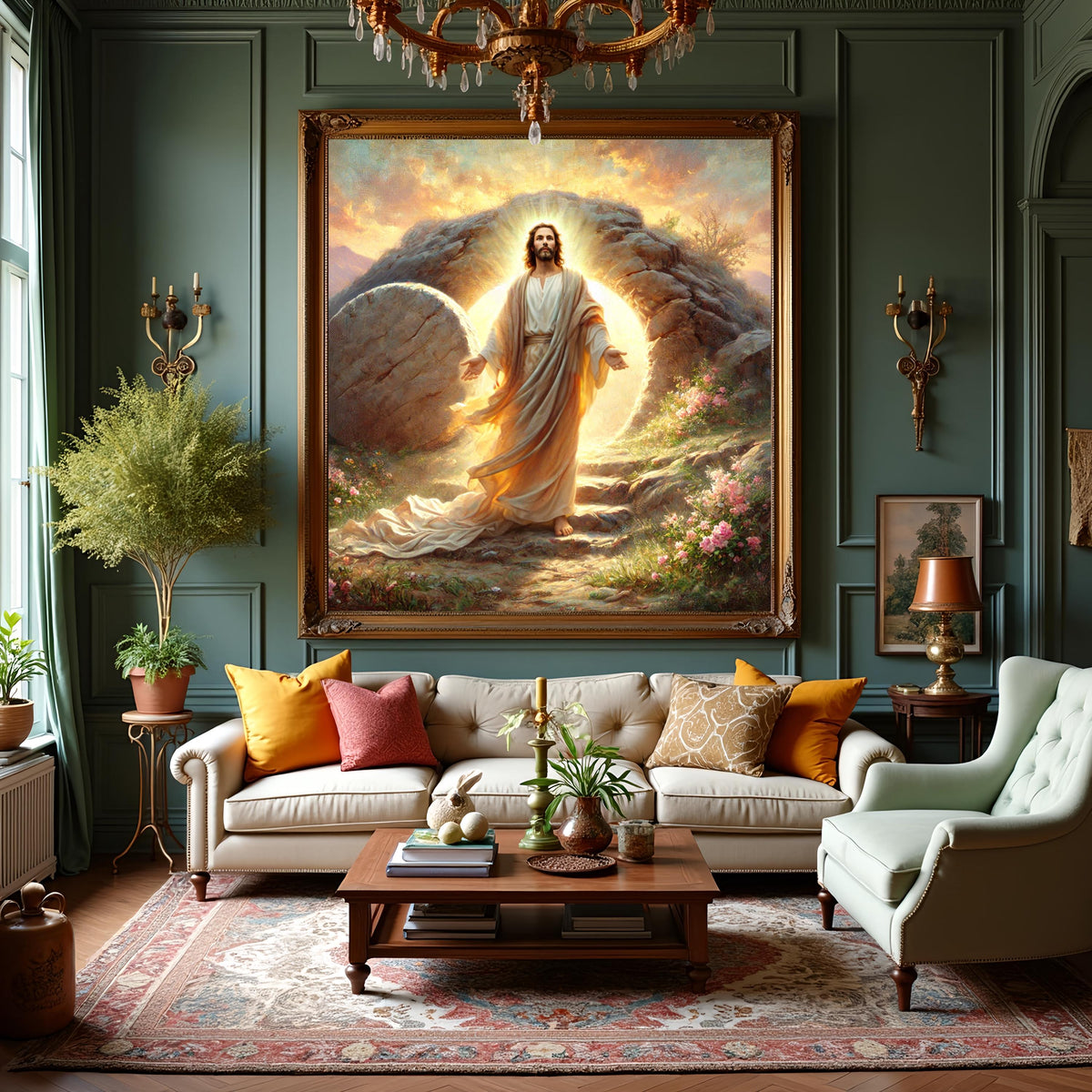 Resurrection Sunrise Christian Art: Vintage Impressionist Oil Painting Style (Digital Download)