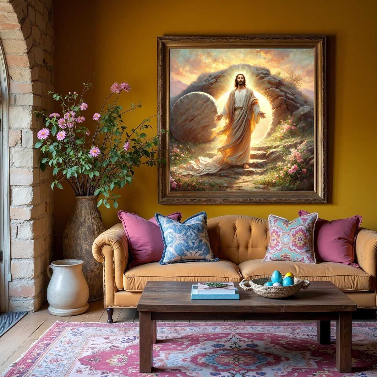 Resurrection Sunrise Christian Art: Vintage Impressionist Oil Painting Style (Digital Download)