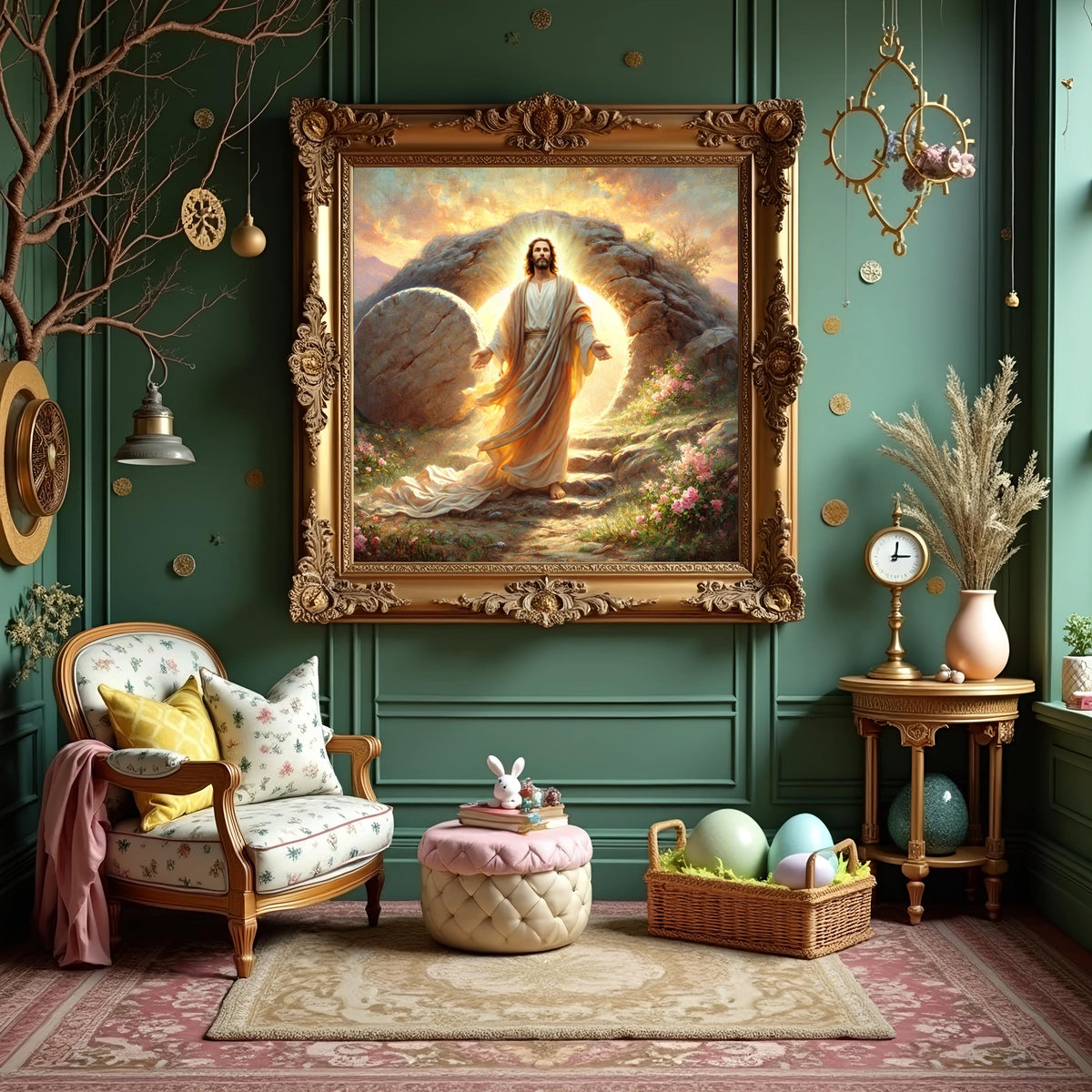 Resurrection Sunrise Christian Art: Vintage Impressionist Oil Painting Style (Digital Download)