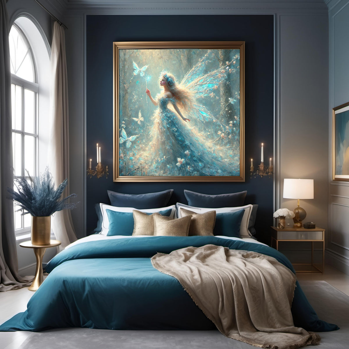 Powder Blue Butterfly Fairy Art Print: Enchanted Frost Fantasy Wall Decor (Digital Download)