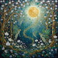Fairy Garden Art Print: Moonlit Enchanted Forest, Oil Painting Style (Digital Download)