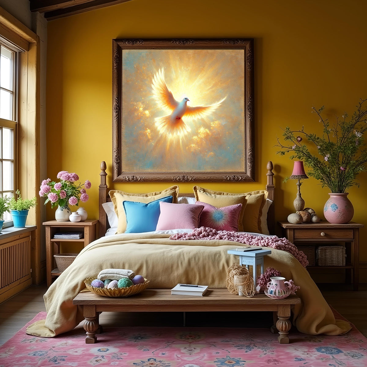 Peace Dove Radiant Light Oil Painting Style Digital Art (Digital Download)