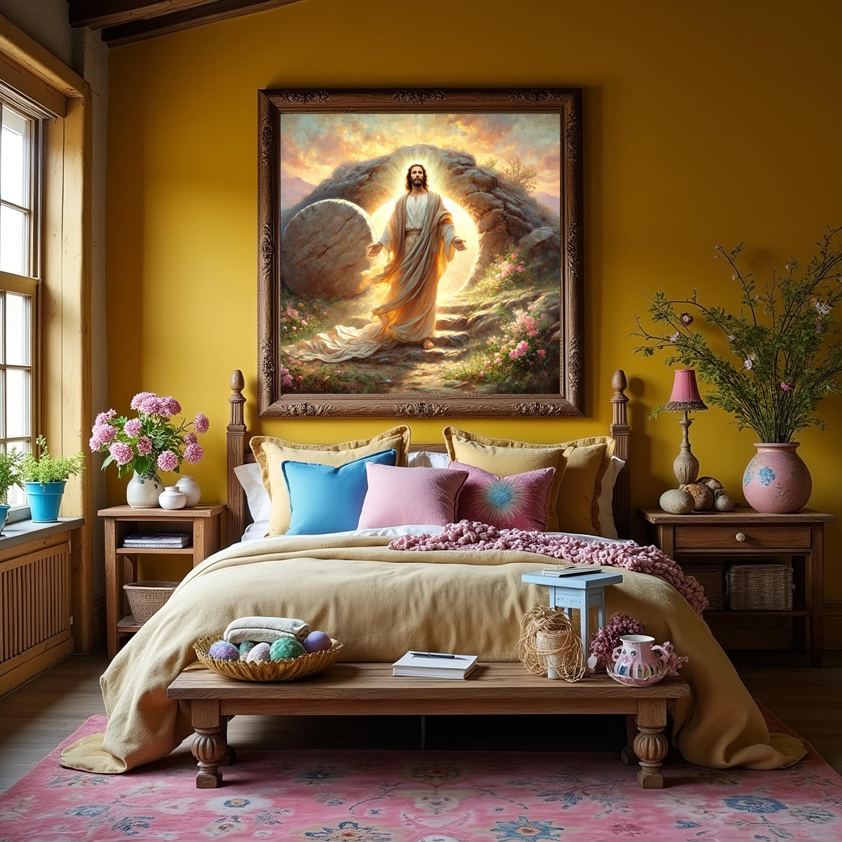 Resurrection Sunrise Christian Art: Vintage Impressionist Oil Painting Style (Digital Download)