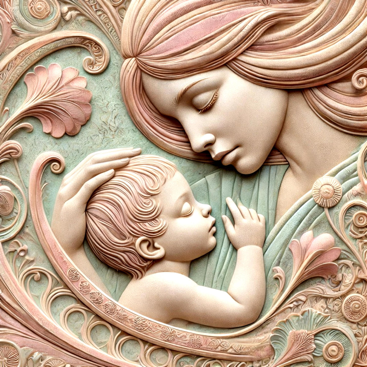 Mother and Child Cameo Art Print – Vintage Nursery Decor (Digital Download)