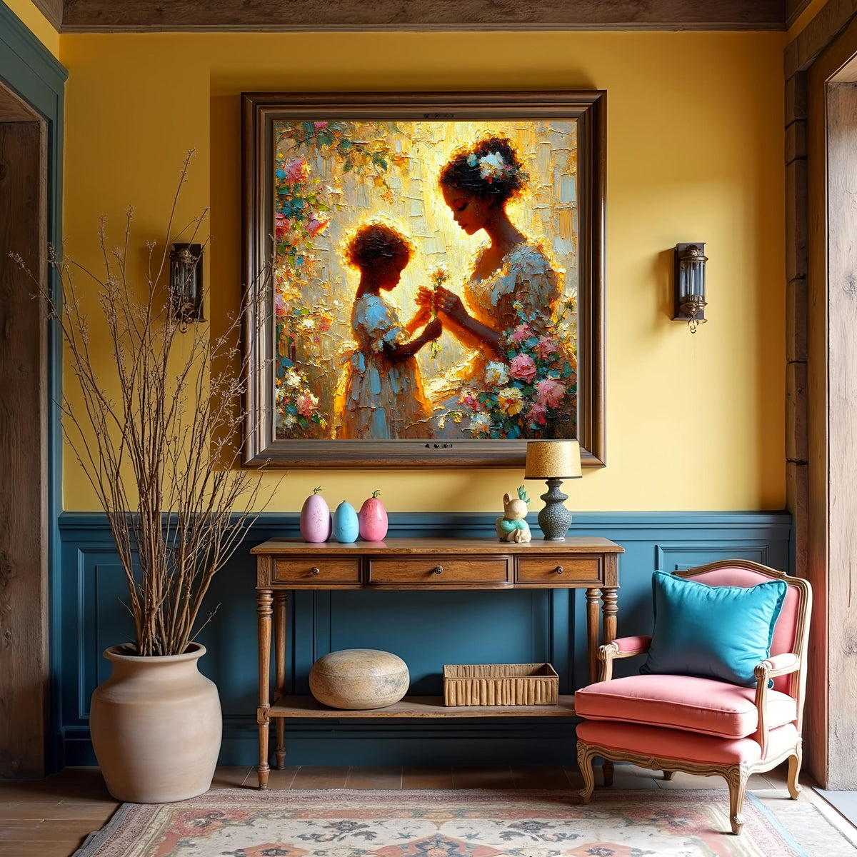 Mother and Child Oil Painting Print: Vintage Nursery Art (Digital Download)