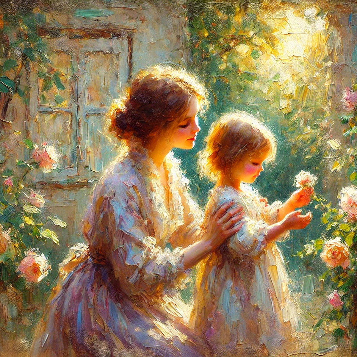 Mother and Child Oil Painting Nursery Art (Digital Download) 2