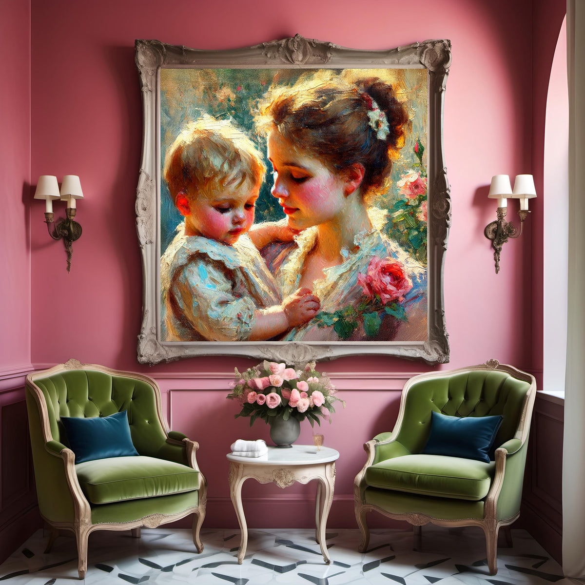 Mother and Child Oil Painting Nursery Art (Digital Download)
