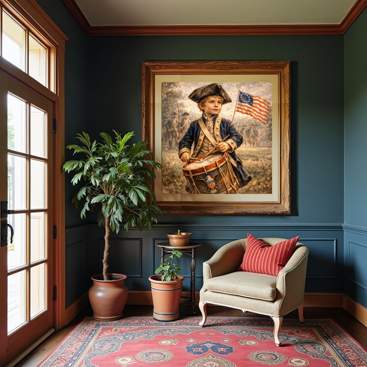 Vintage Revolutionary War Drummer Boy: Patriotic American History Wall Art (Digital Download)