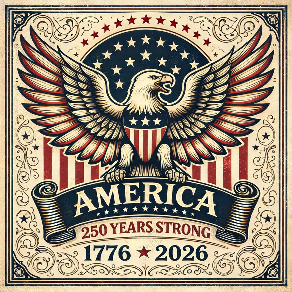 Vintage Eagle Patriotic Wall Art (Digital Download) – USA 250 Years Strong Decor