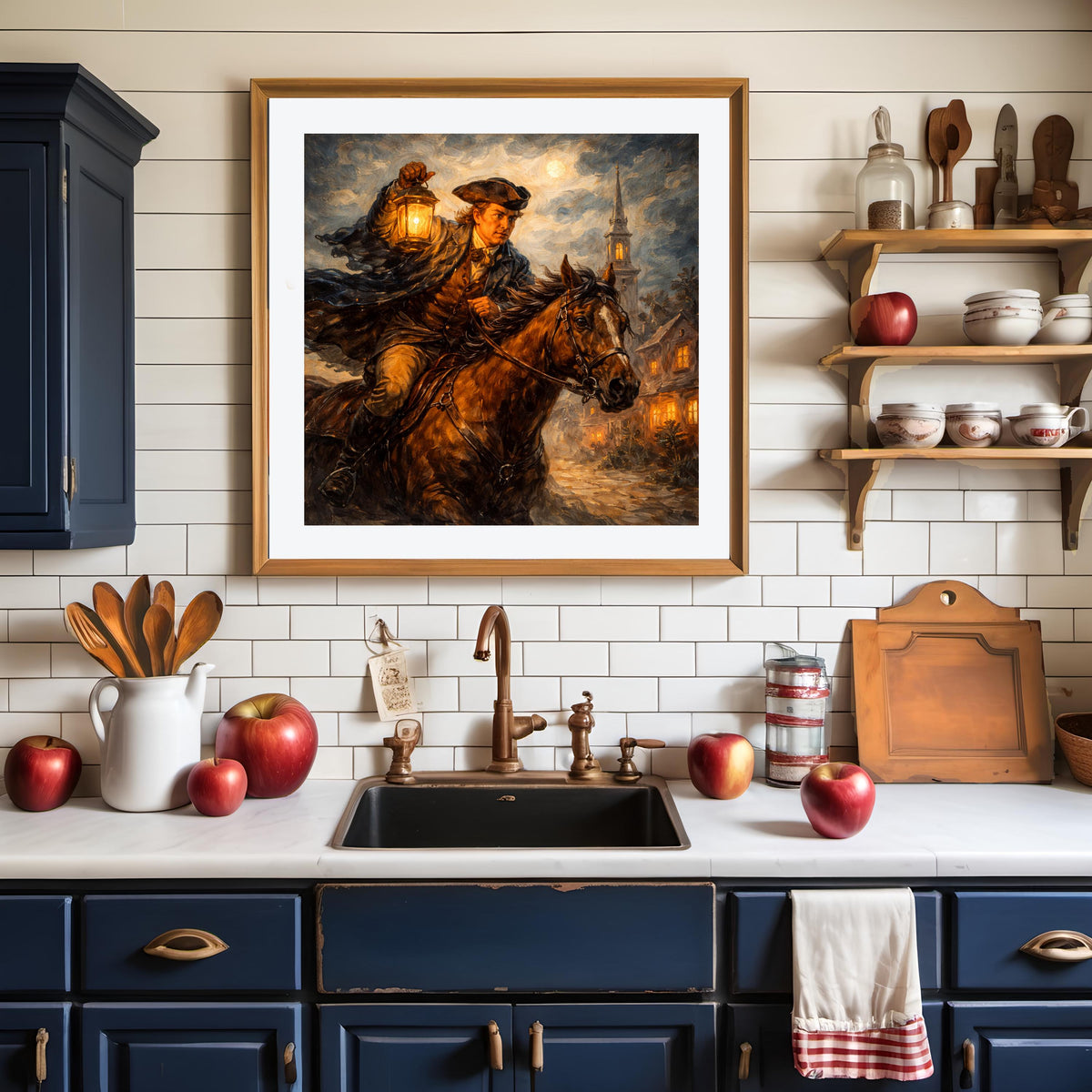 American Revolution Lantern Rider Painting: Historical Horse Night Scene Wall Art (Digital Download)