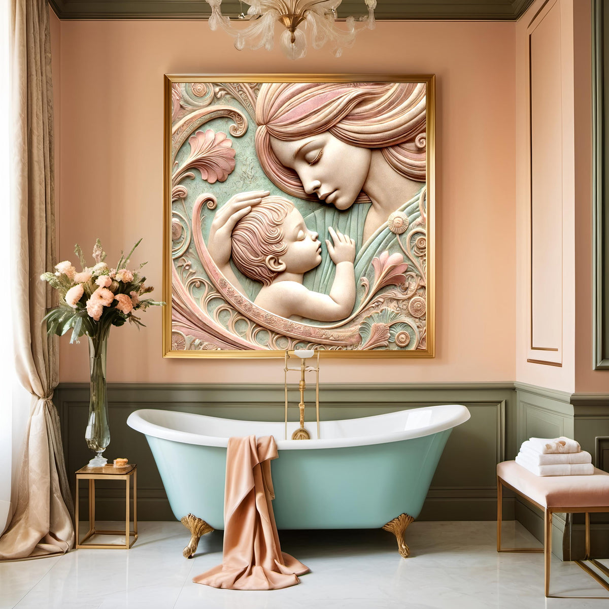 Mother and Child Cameo Art Print – Vintage Nursery Decor (Digital Download)