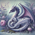 Ethereal Lavender Dragon Mother and Baby Fantasy Art Print (Digital Download)