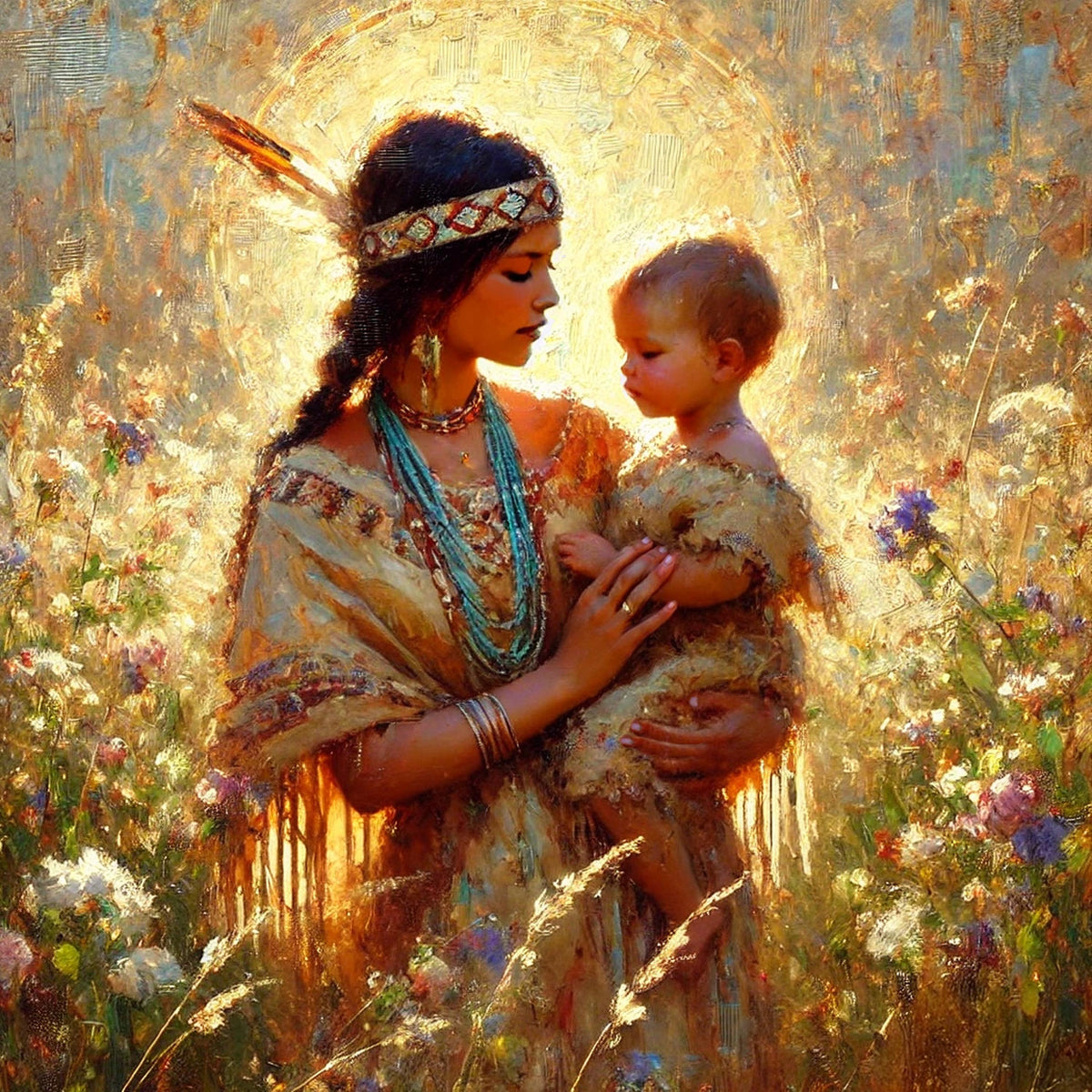 Mother and Child Oil Painting Print: Vintage Nursery Art (Digital Download) 2