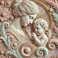 Sculpted Mother and Child Relief Art (Digital Download) – Ornate Heirloom Style Wall Decor