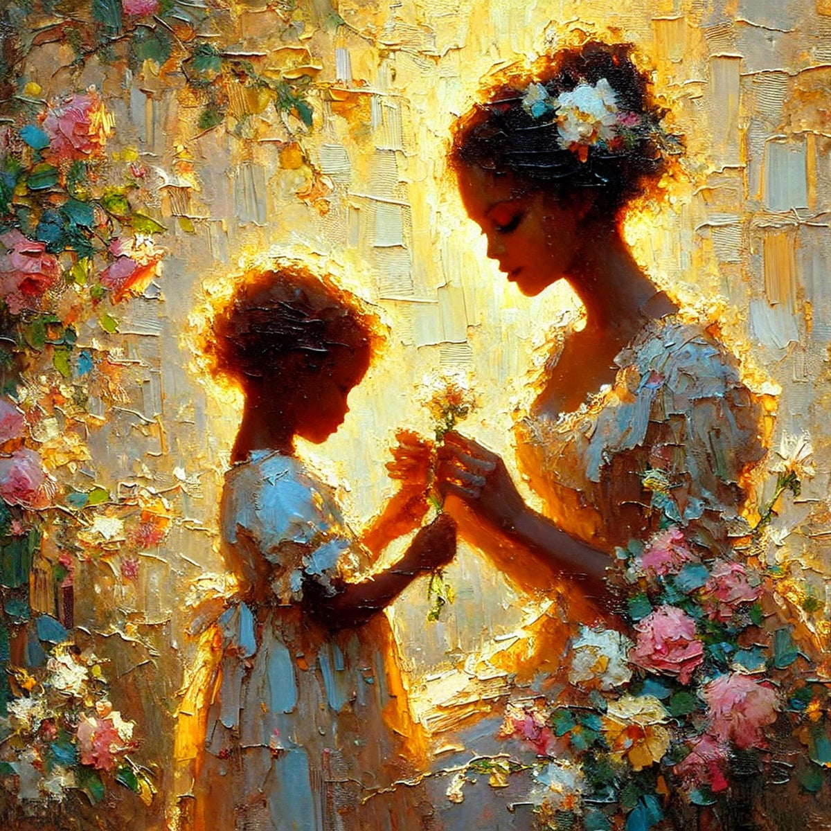 Mother and Child Oil Painting Print: Vintage Nursery Art (Digital Download)