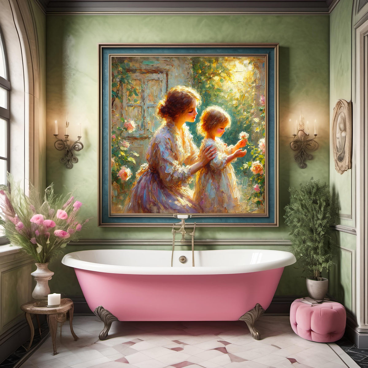 Mother and Child Oil Painting Nursery Art (Digital Download) 2