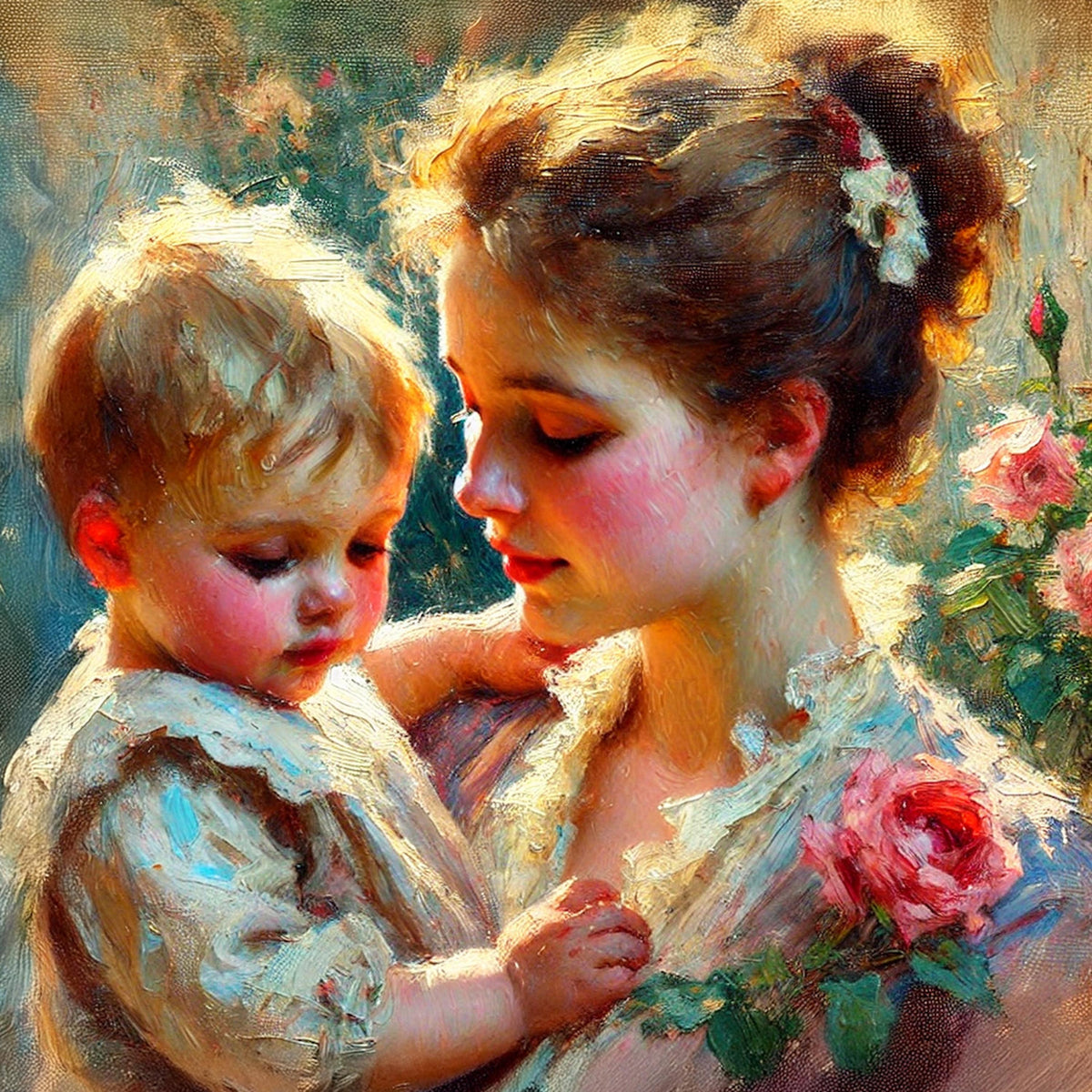 Mother and Child Oil Painting Nursery Art (Digital Download)