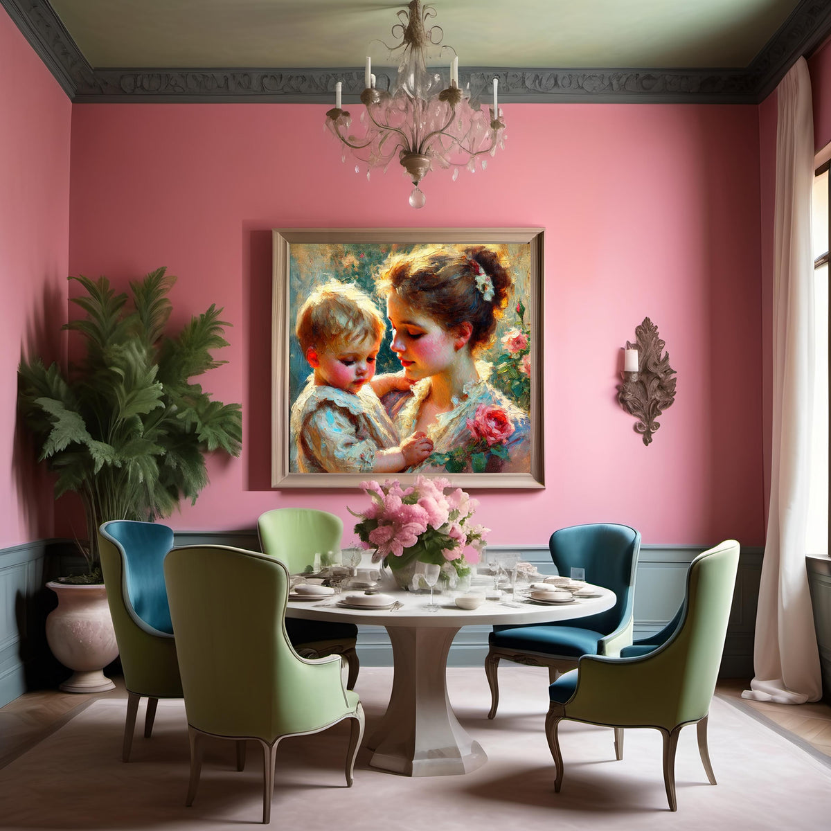 Mother and Child Oil Painting Nursery Art (Digital Download)