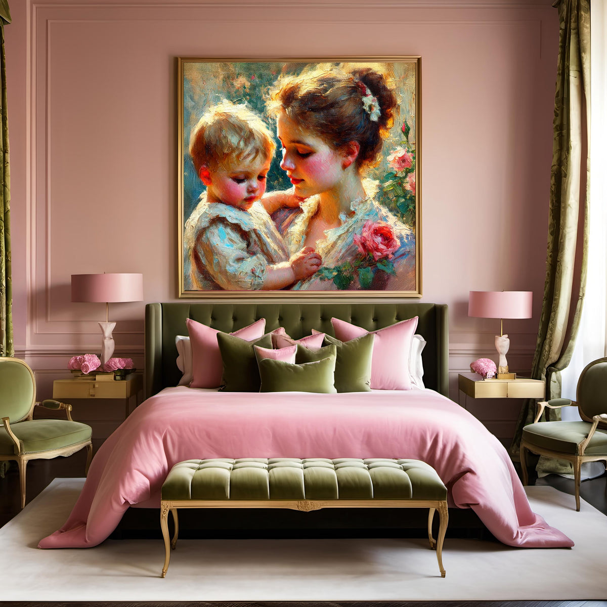 Mother and Child Oil Painting Nursery Art (Digital Download)