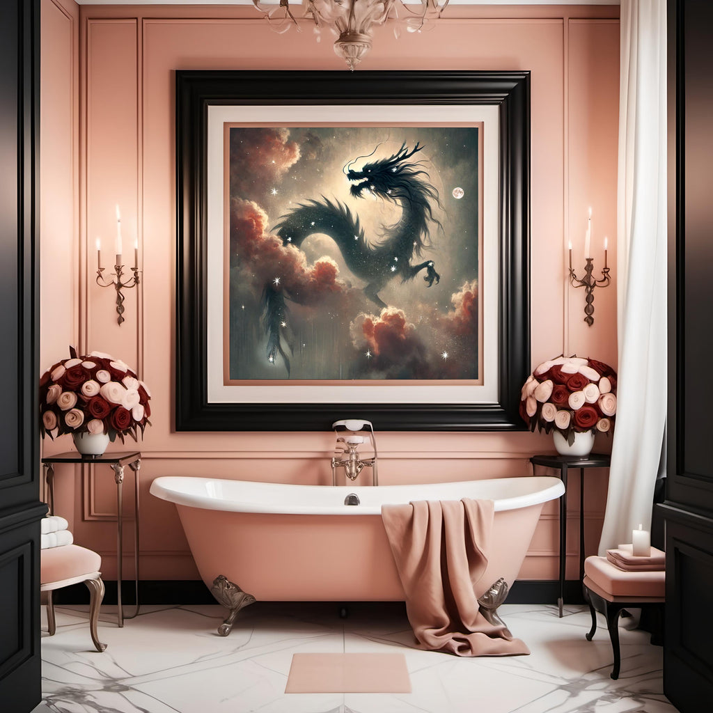 Celestial Dragon Constellation Art Print – Mythical Night Sky Astrology Decor (Digital Download)