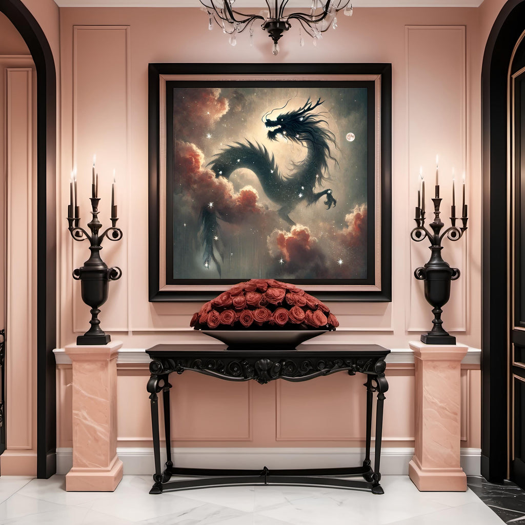 Celestial Dragon Constellation Art Print – Mythical Night Sky Astrology Decor (Digital Download)