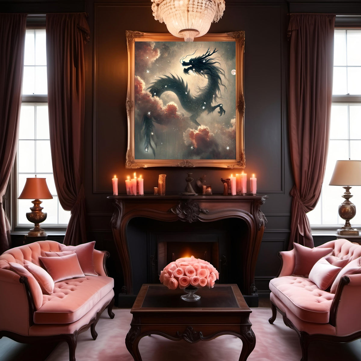 Celestial Dragon Constellation Art Print – Mythical Night Sky Astrology Decor (Digital Download)