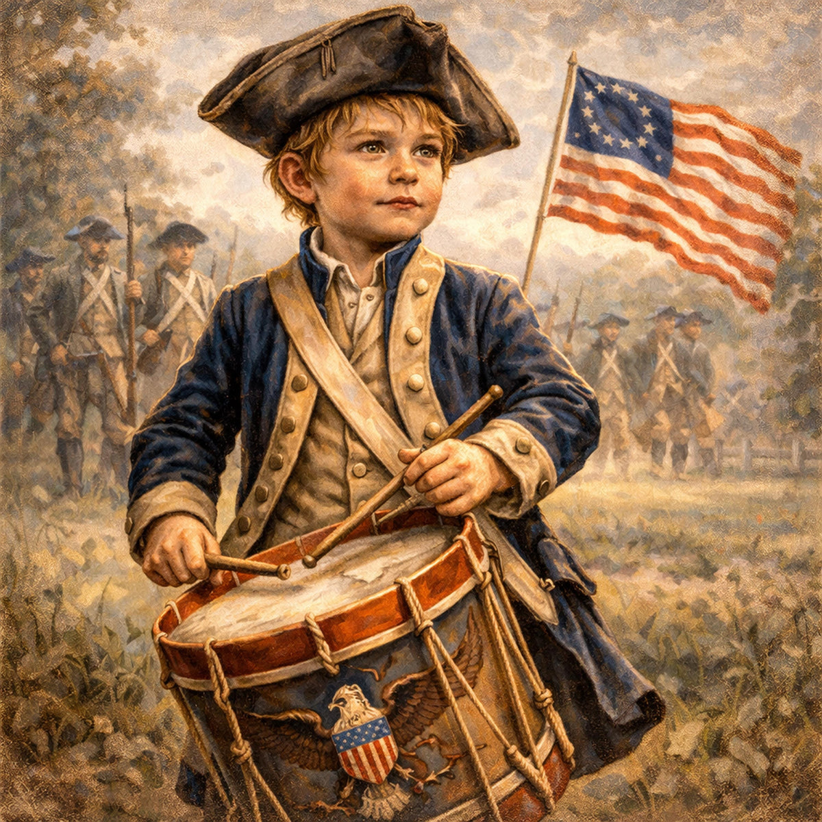 Vintage Revolutionary War Drummer Boy: Patriotic American History Wall Art (Digital Download)