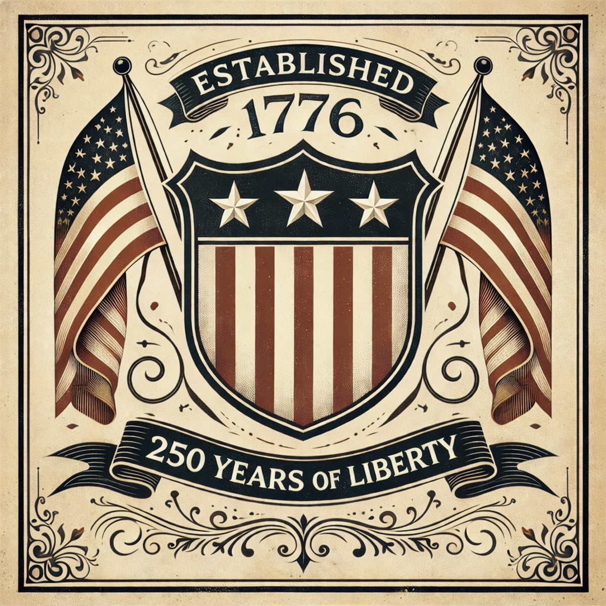 Established 1776 USA Patriotic Wall Art – 250 Years Liberty Americana Decor (Digital Download)