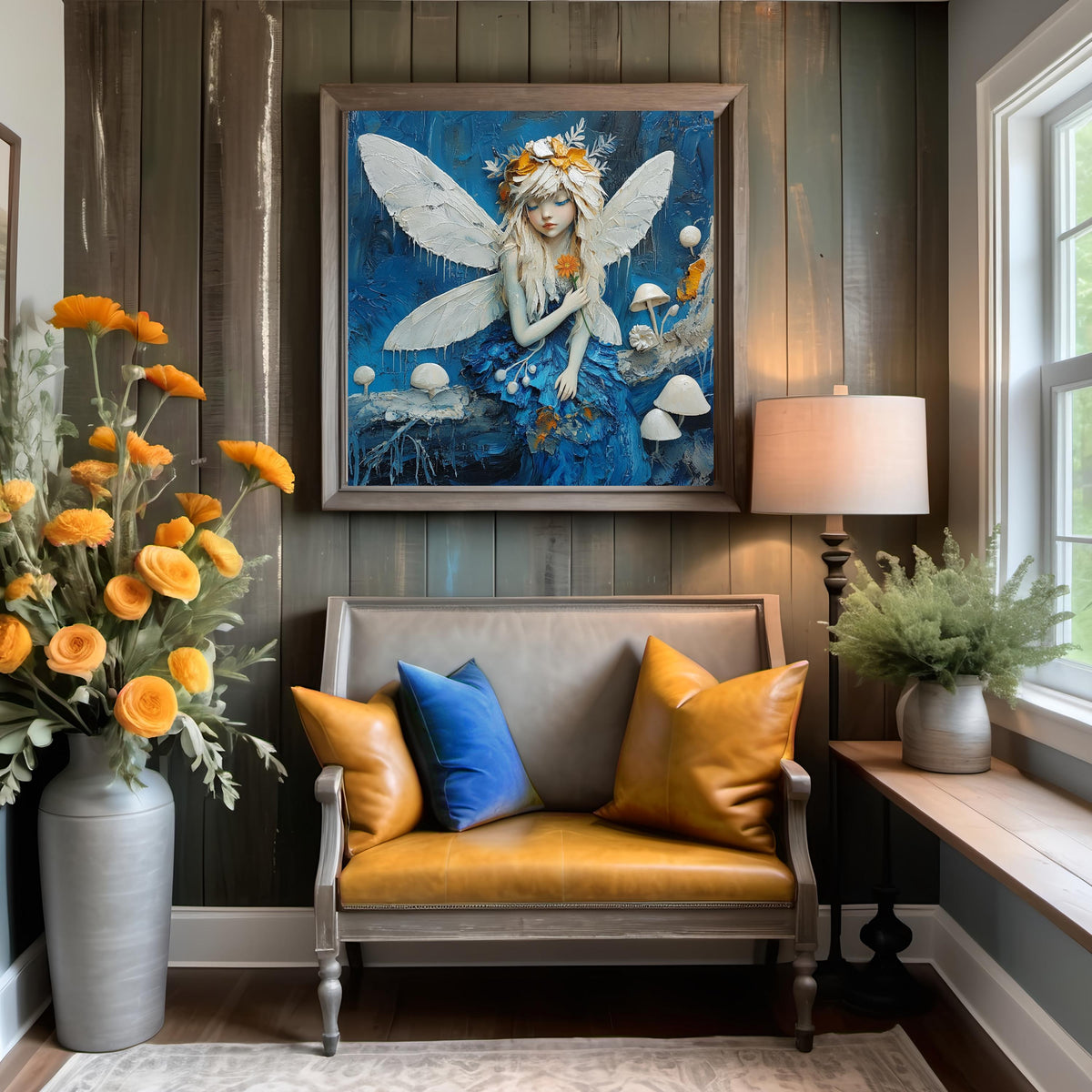 Bluebell Frost Fairy Oil Painting Whimsical Wall Art (Digital Download)