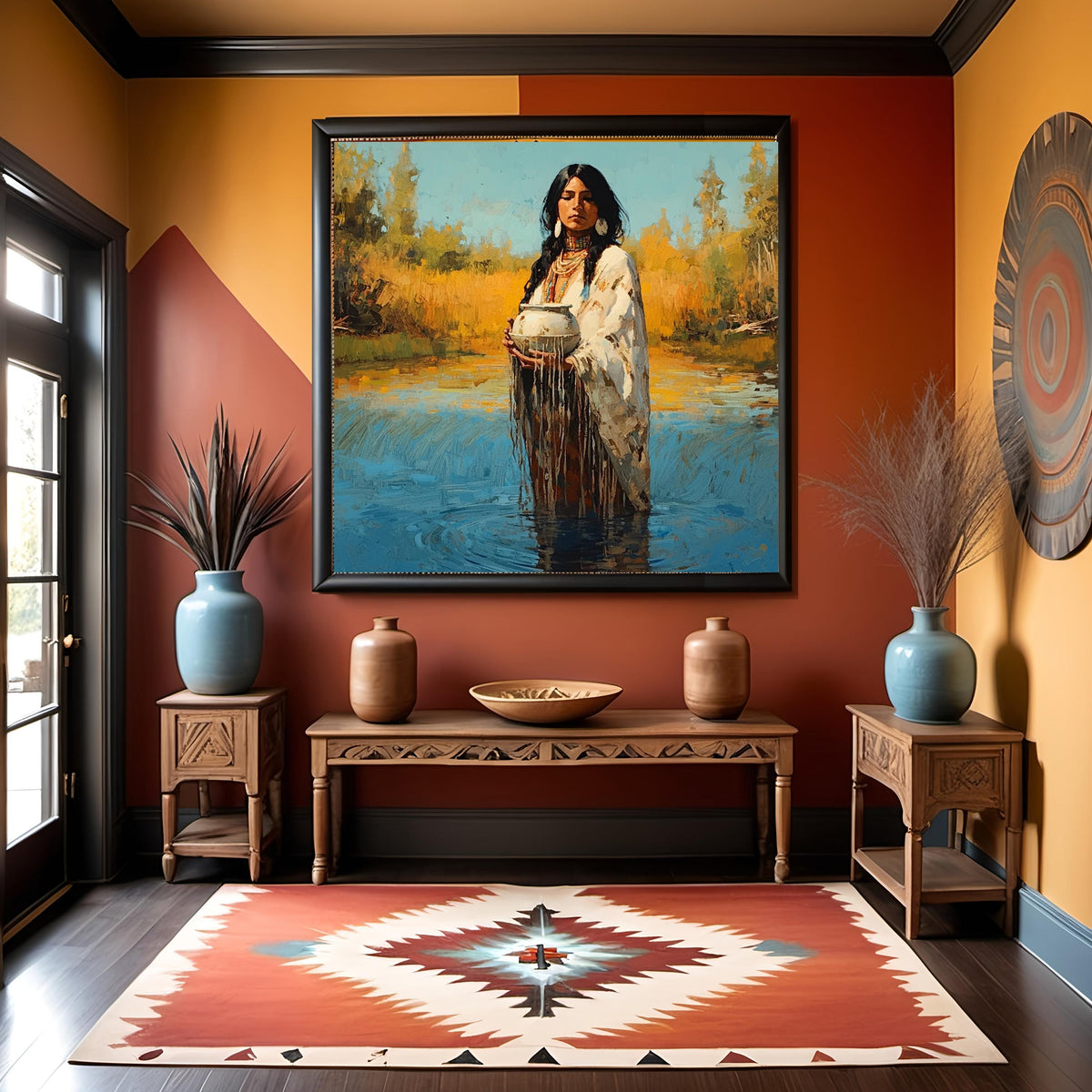 Native Inspired Oil Painting: Keeper of Sacred Waters (Digital Download)