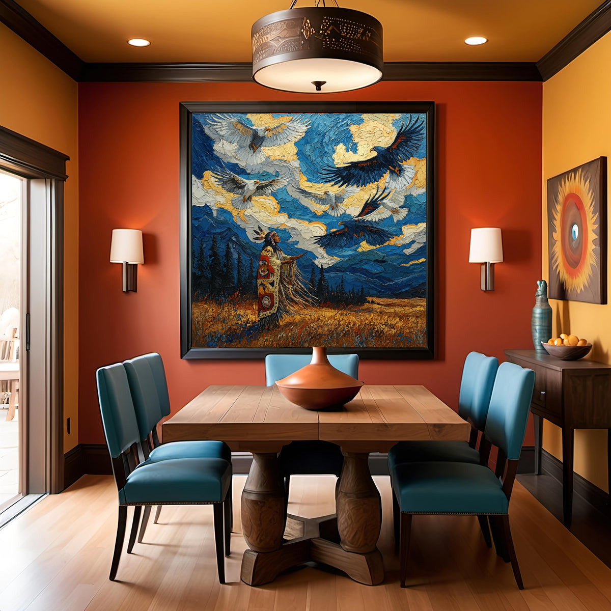 When Eagles Answer the Sky Digital Art Oil Painting Vintage Home Decor Eagle Art Spiritual Wall Art