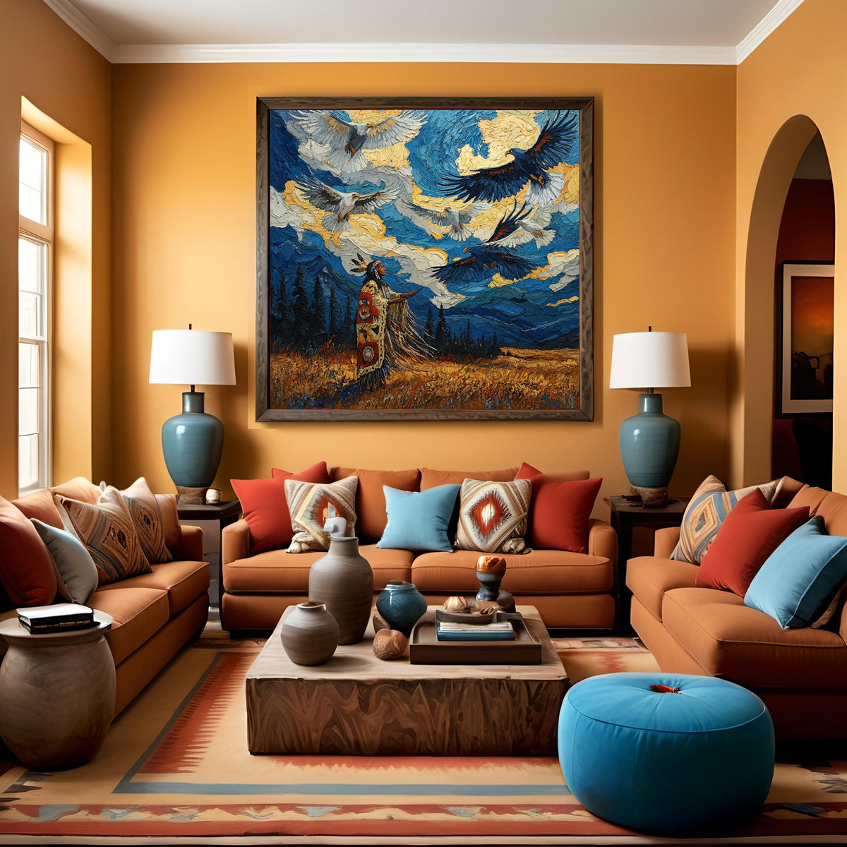 When Eagles Answer the Sky Digital Art Oil Painting Vintage Home Decor Eagle Art Spiritual Wall Art