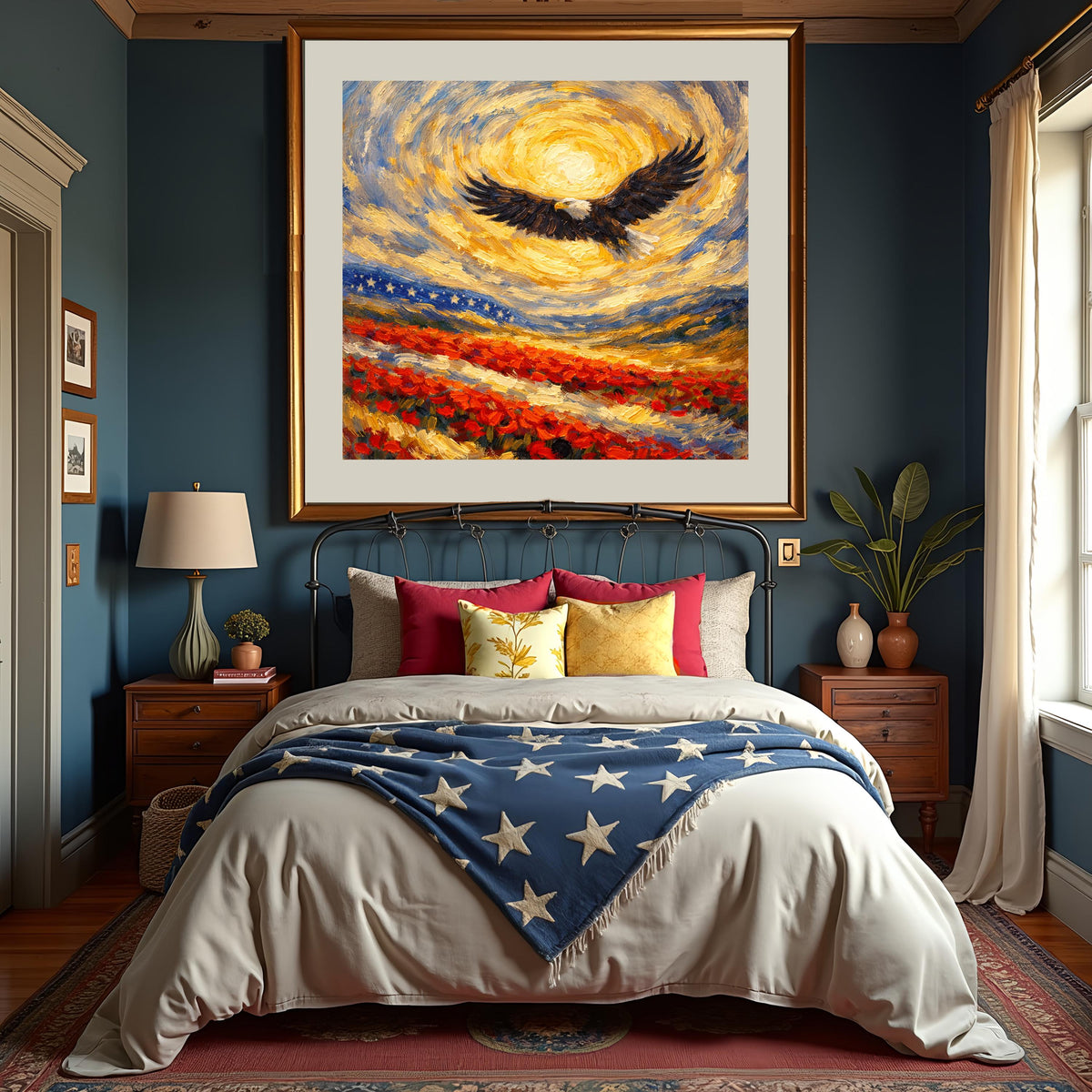 American Eagle Poppy Field Oil Painting (Digital Download)
