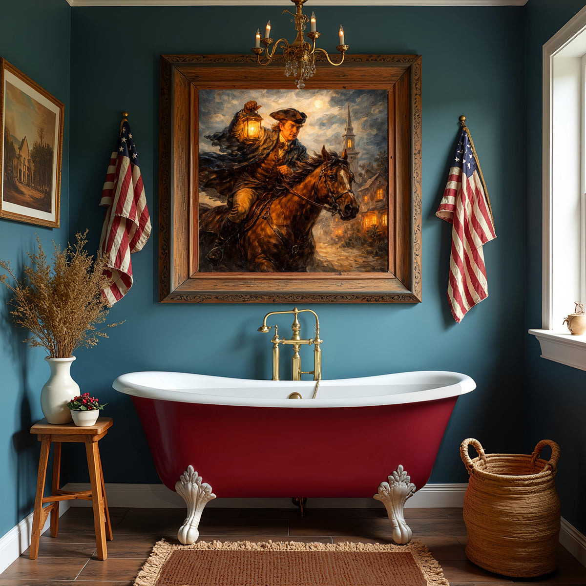 American Revolution Lantern Rider Painting: Historical Horse Night Scene Wall Art (Digital Download)