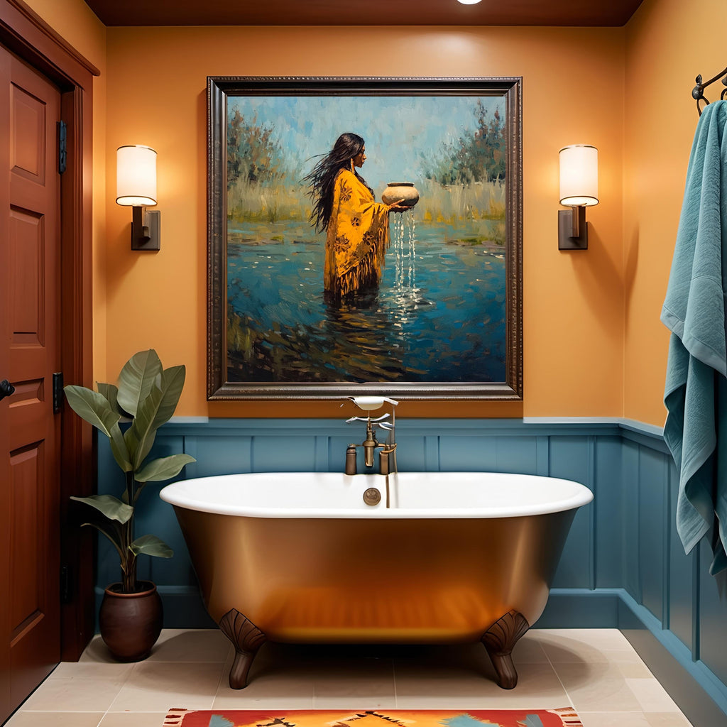 Returning Waters Oil Painting: Native Inspired Spiritual Wall Art (Digital Download)