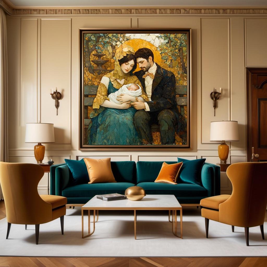Vintage Family Portrait Oil Painting Digital Art (Digital Download)