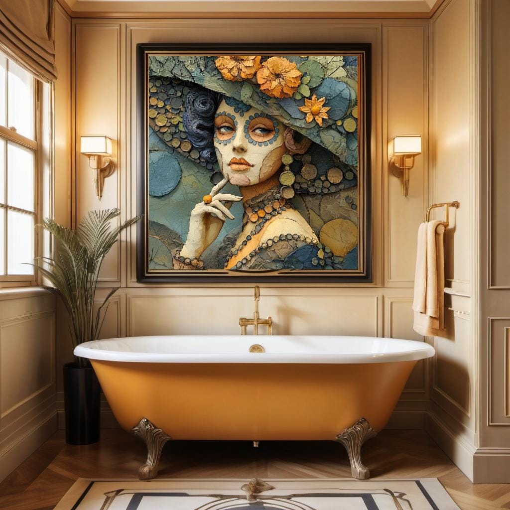 Art Nouveau Portrait Digital Print: Gothic Elegance, Vintage Muse (Digital Download)