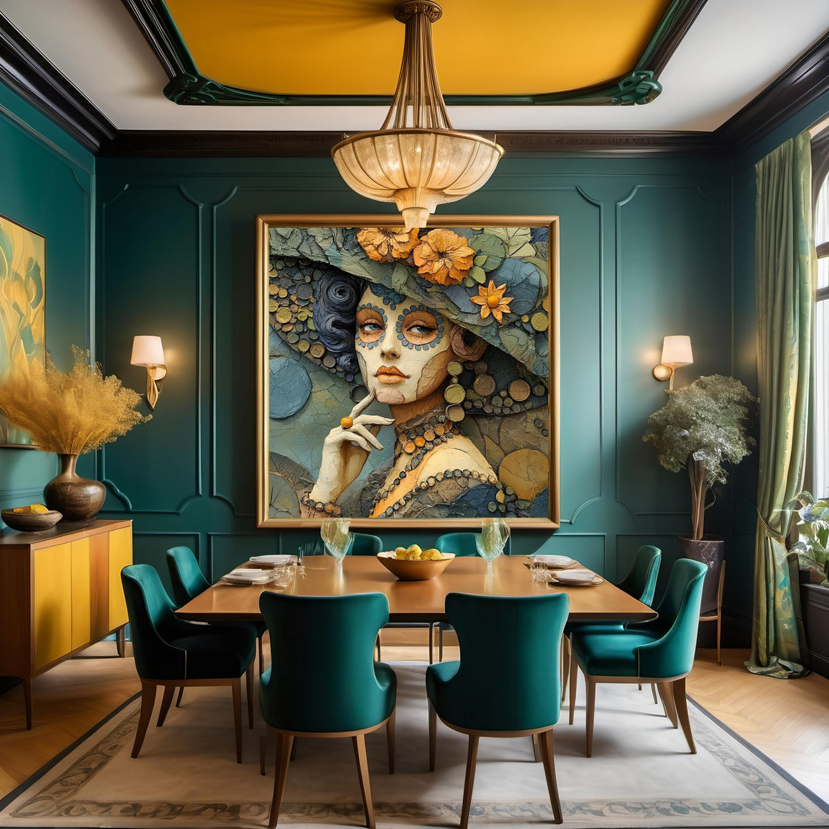 Art Nouveau Portrait Digital Print: Gothic Elegance, Vintage Muse (Digital Download)