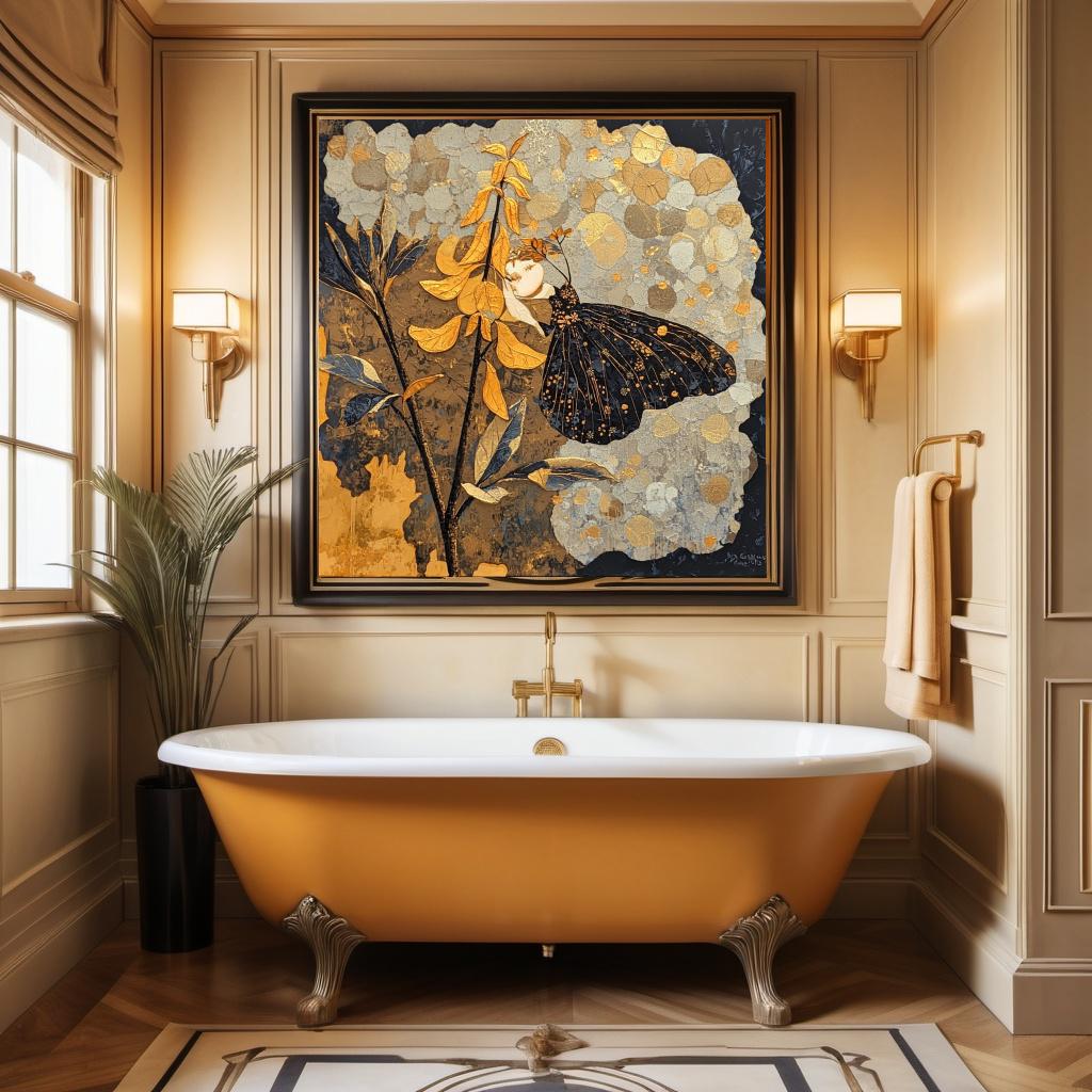 Butterfly Art Print: Vintage Gilded Nature Oil Painting (Digital Download)