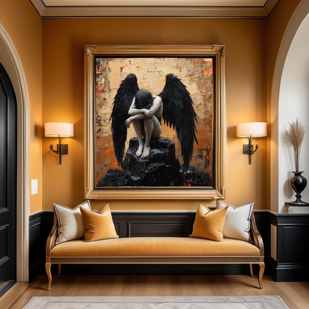 Dark Angel Oil Painting: Gothic Fantasy Wall Art (Digital Download)
