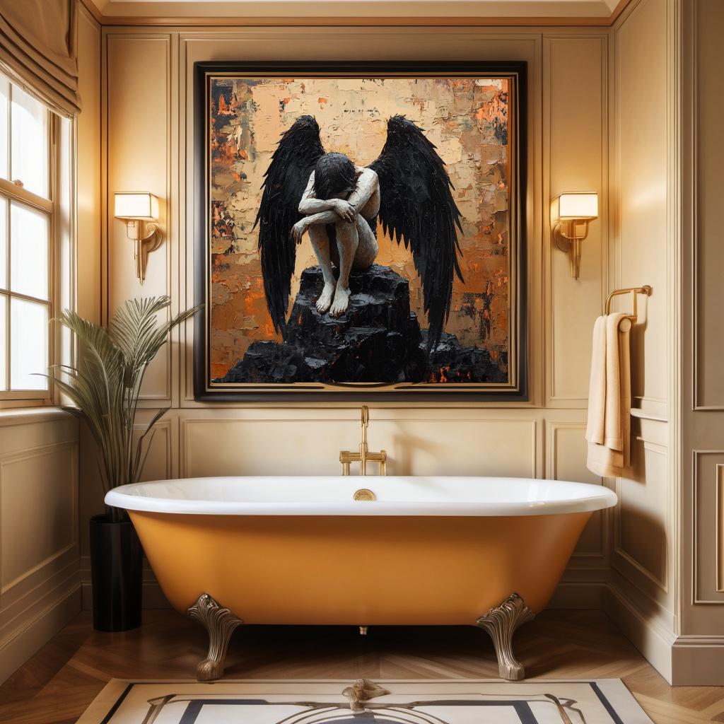 Dark Angel Oil Painting: Gothic Fantasy Wall Art (Digital Download)