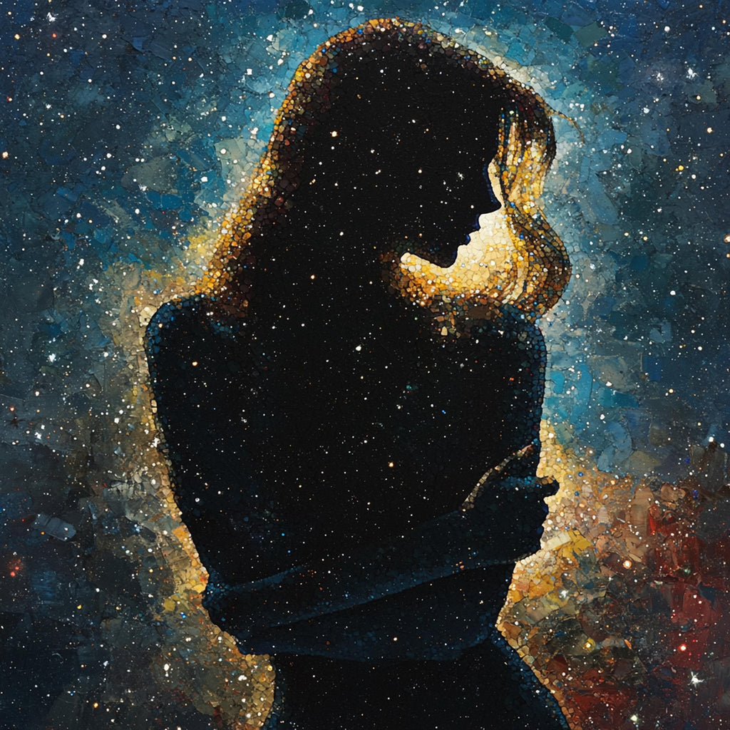 Celestial Woman Art Print: Oil Painting, Cosmic Galaxy Wall Decor (Digital Download)