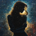 Celestial Woman Art Print: Oil Painting, Cosmic Galaxy Wall Decor (Digital Download)
