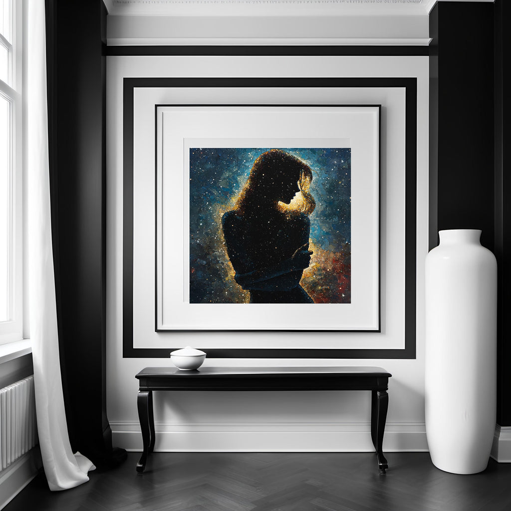 Celestial Woman Art Print: Oil Painting, Cosmic Galaxy Wall Decor (Digital Download)