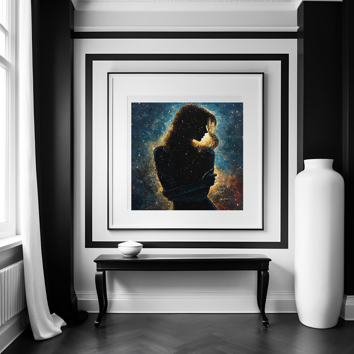 Celestial Woman Art Print: Oil Painting, Cosmic Galaxy Wall Decor (Digital Download)