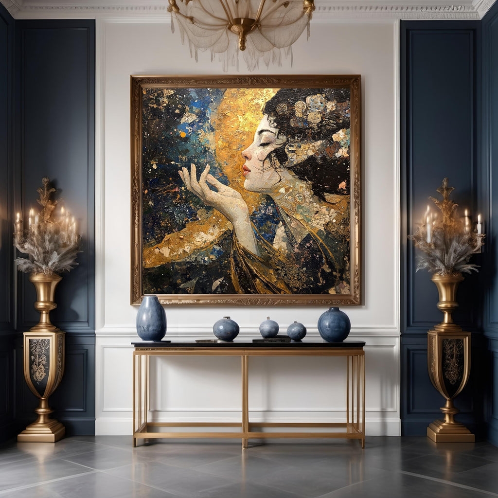 Celestial Woman Oil Painting Portrait Wall Art (Digital Download) – Gilded Fantasy Home Decor