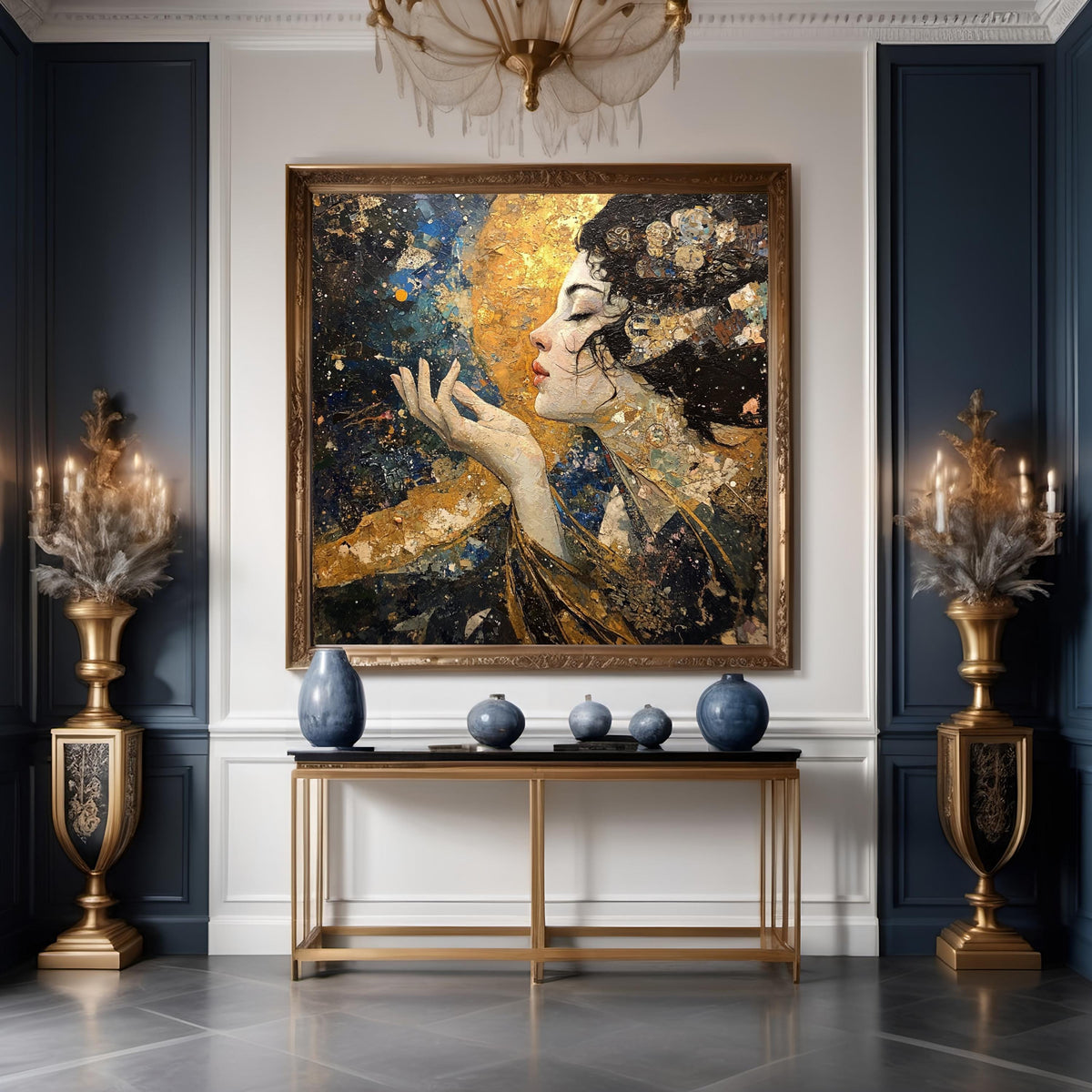 Celestial Woman Oil Painting Portrait Wall Art (Digital Download) – Gilded Fantasy Home Decor